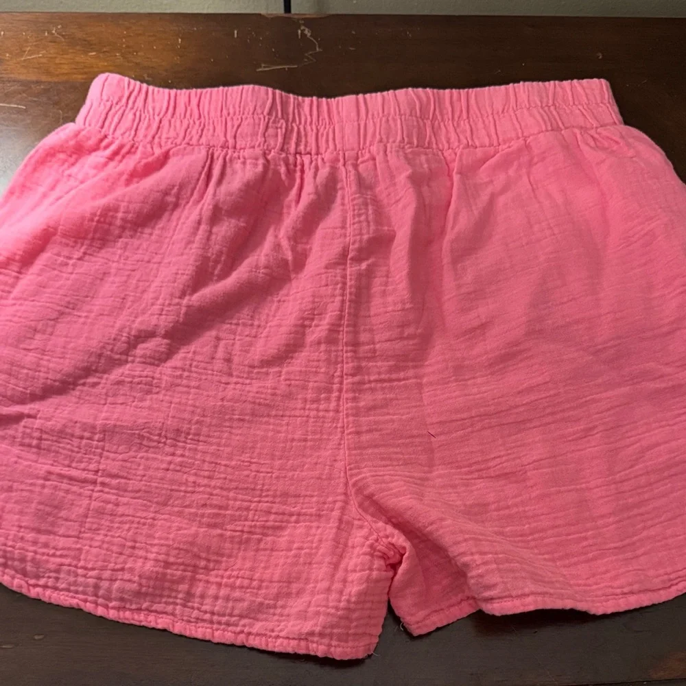 bobi High Waist Coral Pink Women's Shorts - Picture 7 of 7